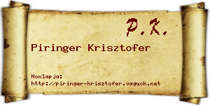 Piringer Krisztofer névjegykártya